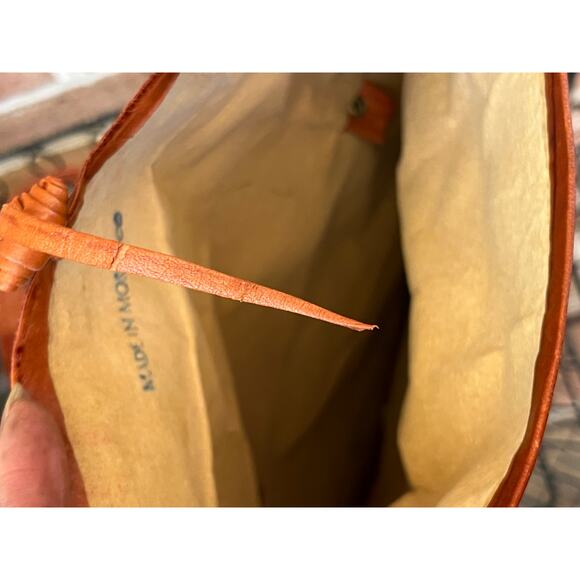 Tuareg Camel Skin Leather Handbag Handcrafted Morocco Boho Fringe Tassel - Picture 8 of 11